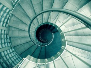 spiral, staircase, stairwell